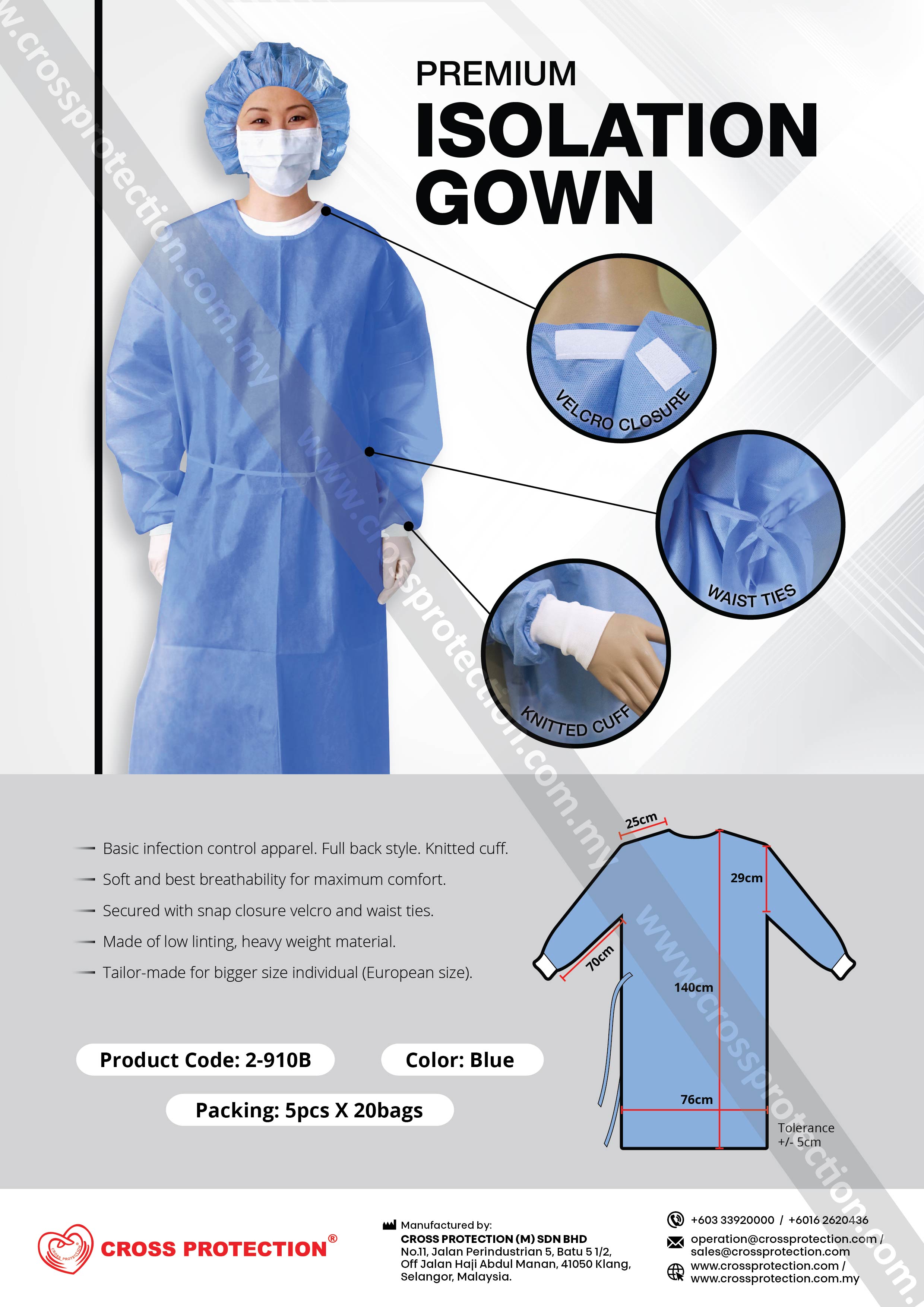 Standard Textile Reusable Isolation Gown L for Sale